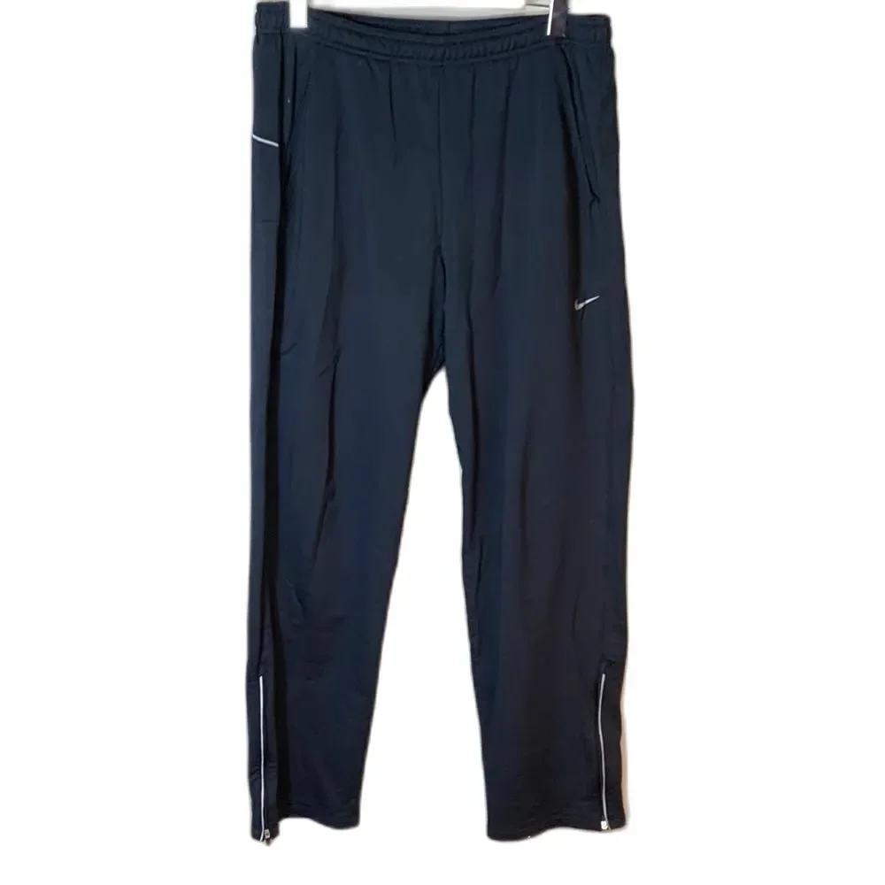 Nike Dri-Fit Men's Navy Tapered Fleece Lined Ankle Zip Athletic Sweatpants Sz L